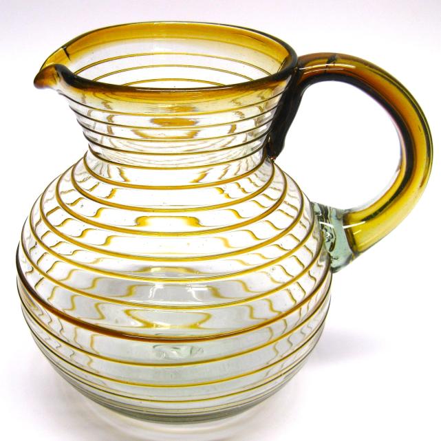 Spiral Glassware / Amber Spiral 120 oz Large Bola Pitcher / A classic with a modern twist, this pitcher is adorned with a beautiful amber color spiral.